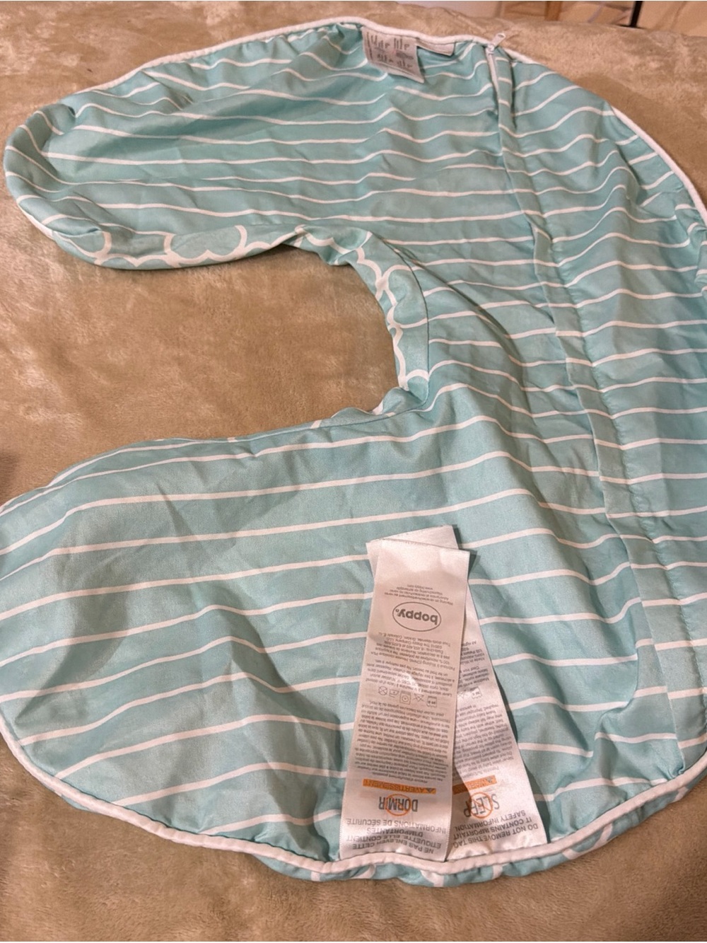 Boppy Mint Green and White Striped Nursing Pillow Cover